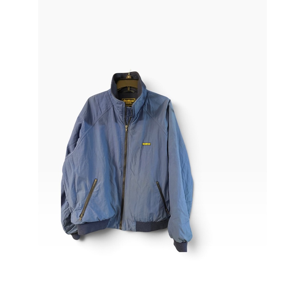 Vintage OshKosh Bgosh Mens XL Blue Fleece Lined Nylon Bomber Jacket Zip Up